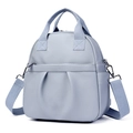 Zaino in pelle PU azzurra impermeabile di grande capacità con comode maniglie superiori - Blu