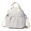Zaino elegante in PU bianco crema impermeabile con trama martellata e cinghie - Bianco Sporco