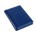 Détail de la texture cuir grainé bleu marine sur un porte-cartes RFID compact - Bleu Royal (KB150)