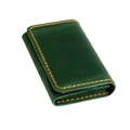 Détails du portefeuille en cuir vert foncé avec coutures contrastantes orange vif - Vert