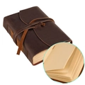 Handgemaakt vintage donkerbruin crazy horse lederen notititeboek met retro riemsluiting - koffiekleur