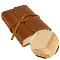 Handgemaakt bruin crazy horse lederen dagboek met bandsluiting en kraftpapier pagina's - Handgenaaide Stijl (098) / Bruin