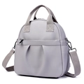 Zaino versatile in pelle PU grigio chiaro impermeabile con manici e tracolla regolabile - Grigio