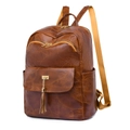 Sac à dos vintage en similicuir marron avec détail de glands et motifs de feuilles - Marron