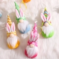 Colorful Easter gnome ornaments with bunny ears and fuzzy white beards in four bright colors - Forest People Pendant (L-FH52)