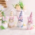Set di gnomi pasquali in peluche con orecchie di coniglio e cappelli a maglia appesi - Set di 4 Ornamenti Gnomi della Foresta (L-FH51)