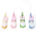 Set de cuatro adornos colgantes de gnomos de Pascua de punto con orejas de conejo blancas - Adorno de Gnomo de Bosque de Punto (L-FH51) / Juego de 4