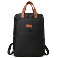 Zaino per laptop nero impermeabile con eleganti manici marroni in ecopelle - Nero