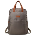 Zaino porta PC grigio ad alta capacità con dettagli in pelle marrone e tasche laterali - Grigio