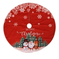 Gonna per albero di Natale rossa da 120cm con motivi di Babbo Natale e renne dei cartoni - Stile a Tre Personaggi (A-SQ34)