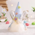 Light-up Easter gnome with blue flower hat and bunny ears, glowing plush decoration - Male Style (L-FH48) / Blue