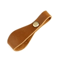 Brown crazy horse leather keychain strap with vintage bronze snap button for camping - Brown