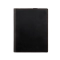 Detalle de la funda de cuero crazy horse negro para cuaderno A5 con costuras naranjas - Negro