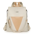 Zaino da donna in nylon con patchwork a colori e ciondolo con nappa in colore beige - Bianco Sporco