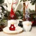 Christmas gnome ornaments with sequin hats and reindeer antlers in red and grey - Antler Gnome Style (D-GJ24)