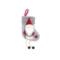 Calza di Natale con gnomo grigio e stella rossa per decorazioni dell'albero natalizio - Stile B Grigio Con Gambe Pendenti (E-W23)