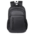 Zaino nero per laptop da 15 pollici con finitura impermeabile e scomparti multipli - Nero