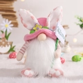 Easter gnome plush doll with pink bunny ears and Welcome sign for home decoration - Pink Female Style Doll Ornament (L-FH49)