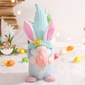 Gnomo pasquale di peluche con cappello blu e orecchie da coniglio con uovo a pois rosa - Blu