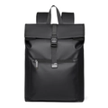 Minimalist black waterproof business backpack with flap buckle closure and large capacity - Black