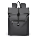 Minimalist dark gray waterproof business backpack with large flap and buckle closure - Dark Gray