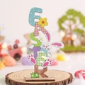 Décoration de Pâques en bois avec lettres colorées 'EASTER', lapin mignon et motifs à pois - Ornement de Lettre EASTER