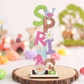 Décoration de Pâques en bois coloré signe de printemps avec gnome et motifs à pois - Ornement de Lettre SPRING