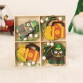 Wooden St. Patrick's Day ornaments set with owls and beer mugs in a wooden box - Shamrock Set 3 / Set of 12