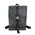 Mochila moderna para portátil de cuero gris con correas marrones y hebillas de metal - Gris