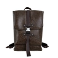 Mochila vintage marrón de cuero sintético con hebilla metálica y gran capacidad - Marrón