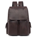 Sac à dos d'affaires classique en cuir marron foncé vintage avec compartiment ordi - Marron