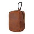 Vintage crazy horse leather waist bag in brown with metal carabiner for outdoors - Brown (2067)