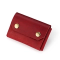 Porte-cartes vintage en cuir de cheval fou rouge avec deux boutons pression dorés mats - Rouge