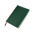 Détail d'un carnet A5 en cuir vert foncé avec un élégant marque-page en ruban marron - Vert Militaire