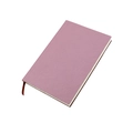 Dettaglio quaderno A5 in pelle rosa-viola con trama litchi e nastro segnalibro - Viola Lavanda
