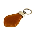 Vintage donkerbruine lederen autosleutelhanger met koperen clip en oranje stiksel - Bruin (YSK005)