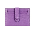 Portacarte RFID sottile in pelle martellata viola con chiusura a scatto e fessure multiple - Viola Chiaro