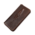Portafoglio lungo da uomo in pelle testa di moro con rilievo coccodrillo 3D e zip - Caffè Coccodrillo 3D