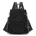 Versatile black corduroy backpack with multi-way straps and woven zipper detail - Black