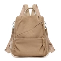 Classic khaki corduroy backpack for women with multiple pockets and vintage design - Khaki