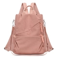 Pink corduroy multi-functional travel backpack with multiple pockets and versatile straps - Pink