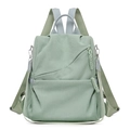 Versatile mint green corduroy backpack with multi-way straps and woven zipper detail - Green