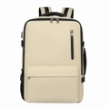 Expandable cream travel backpack with large capacity and multi-functional compartments - Khaki