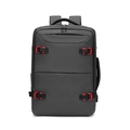 Zaino da viaggio business grigio scuro con fibbie rosse e design multimaniglia - Grigio