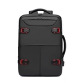 Zaino da viaggio business nero con fibbie rosse e porta di ricarica USB esterna - Nero