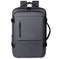 Minimalist grey business travel backpack with water-resistant fabric and side handles - Gray
