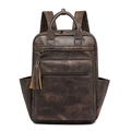 Classic dark brown PU leather backpack with vintage texture and stylish tassel charm - Textured Coffee