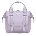 Light purple multi-functional large capacity mommy bag with durable nylon and top handles - Purple