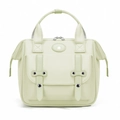 Stylish light green large capacity mommy backpack with rivet details and top handle - Light Green