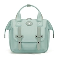 Lightweight mint green multi-functional mommy bag with metal buckle and large front pocket - Green